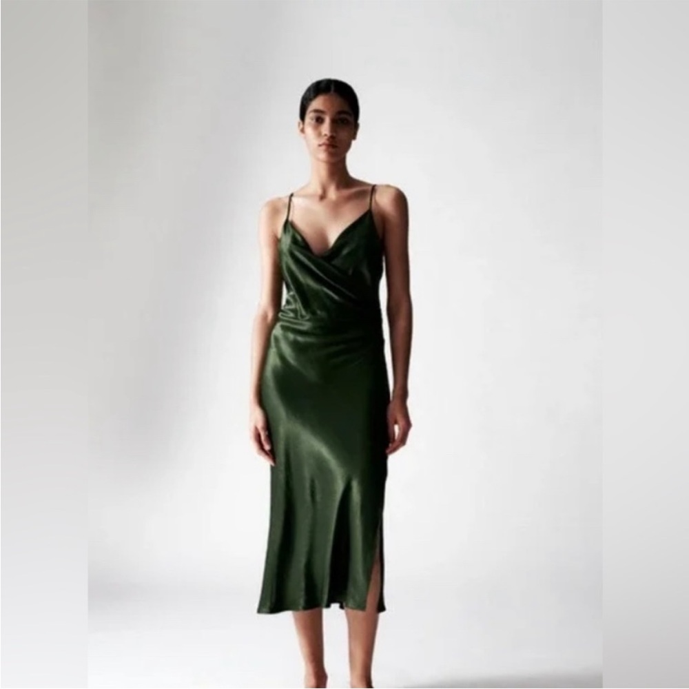 Green Zara dress with slits